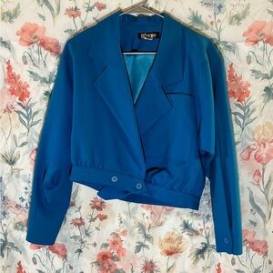 Vintage Bill Haire Vibrant Blue Women's Cropped Blazer